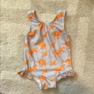 Kate Quinn Orange Dinosaur Print Swimsuit 2T LIKE NEW